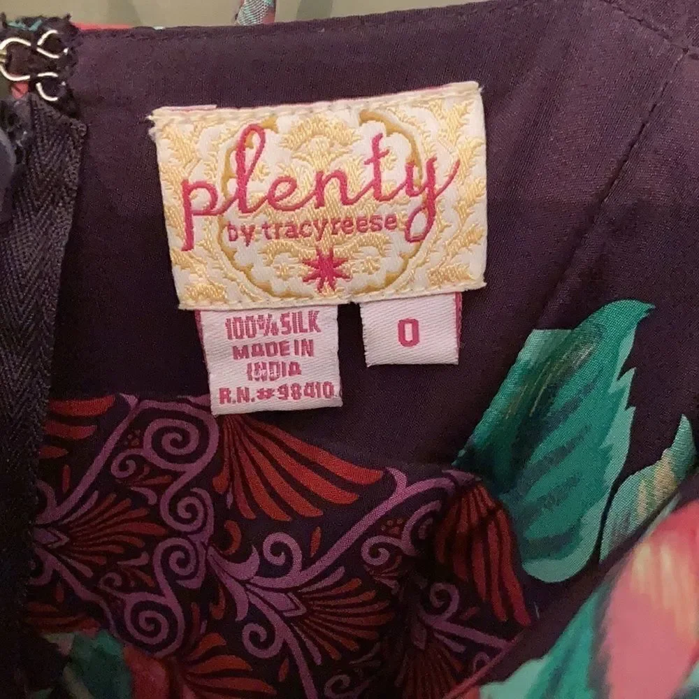 PLENTY by Tracy Reece 100% Silk Floral Sleeveless Dress